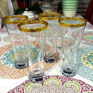 Gold rim Pilsner glasses
